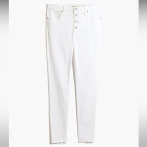 NWT! Madewell 9" Mid-Rise Skinny Jeans in Pure White Size 32 Front Button Up